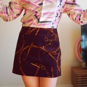 VTG Art Deco Jazz Corduroy burgundy Bohemian Skirt